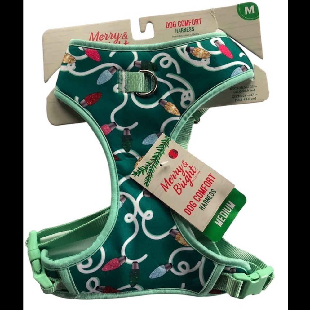 NWT Lights neoprene Christmas Holiday dog harness M